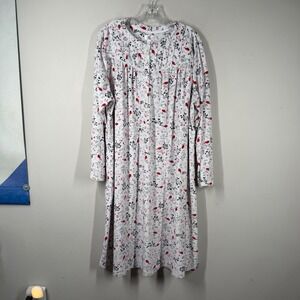 Aria Collection Womens Sz 2X Cardinal Stretch Velour Fleece Nightgown White